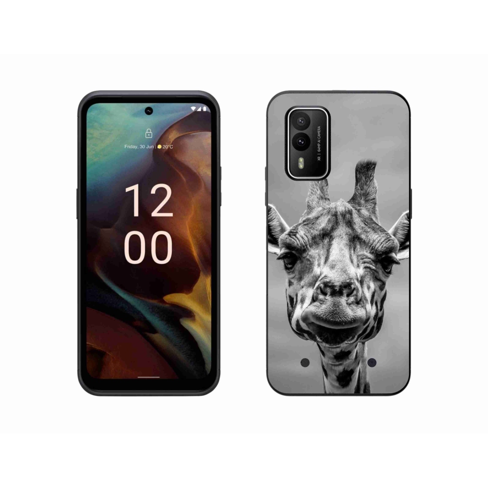 Zselés borítás mmCase a Nokia XR21 készülékhez - fekete-fehér zsiráf