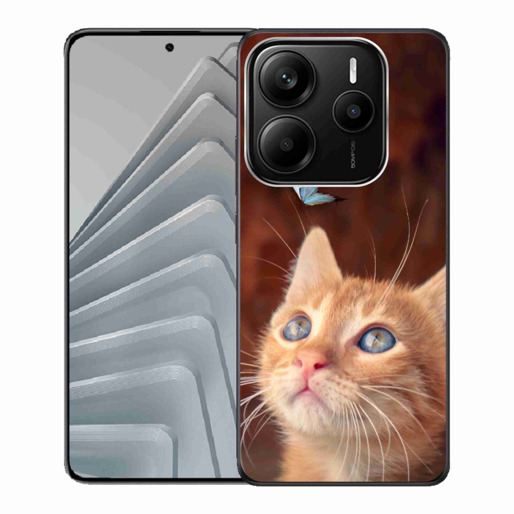 Gél borító mmCase a Xiaomi Redmi Note 14 5G-hez - pillangó és cica