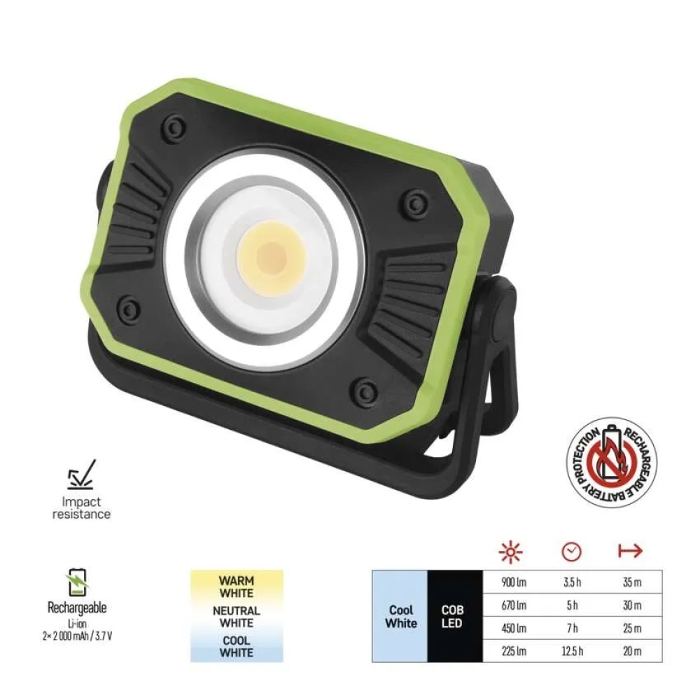 COB LED újratölthető munkalámpa P4542, 900 lm, 4400 mAh