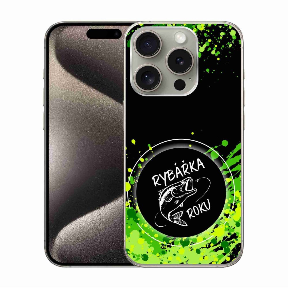Gél borítás mmCase iPhone 15 Pro készülékhez - Az év halászának fekete háttere