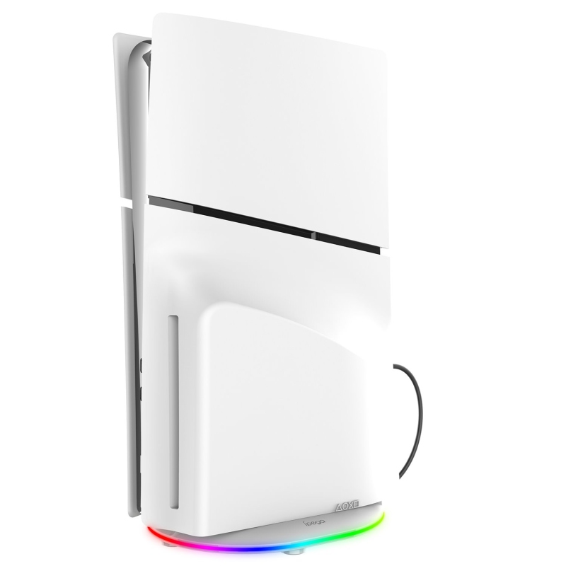 iPega P5S035SA Függőleges állvány (2xUSB-A) RGB-vel PS5 Slim/PS5 Pro fehér színhez