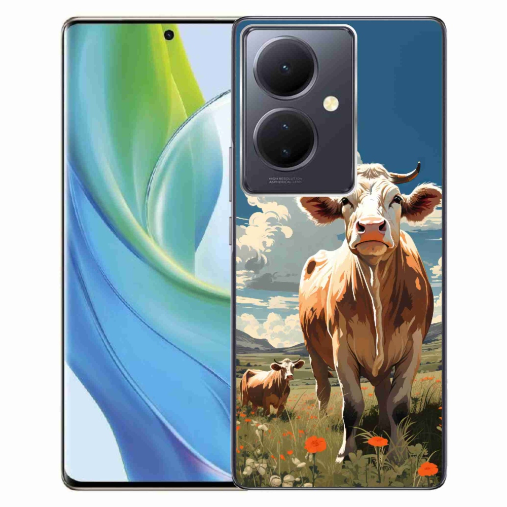 Gél borítás mmCase a Vivo V29 Lite 5G számára - tehenek a réten