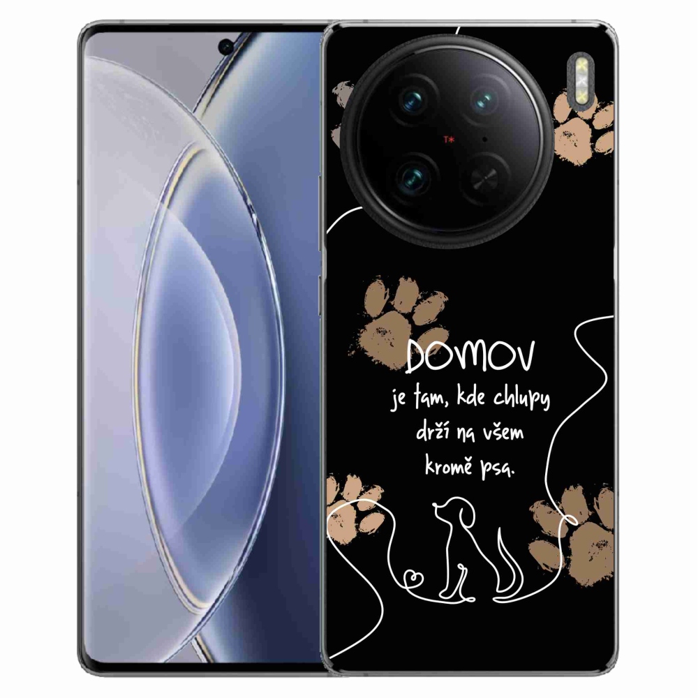 Gél borítás mmCase a Vivo X90 Pro készülékhez - kutya motívum fekete háttérrel
