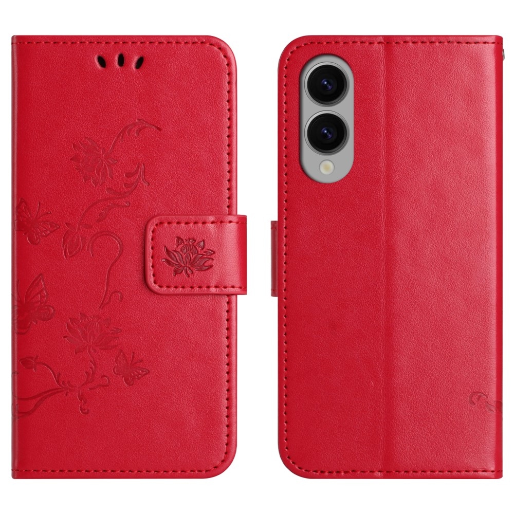 Virágos könyv tok Samsung Galaxy S25 Edge készülékhez - piros