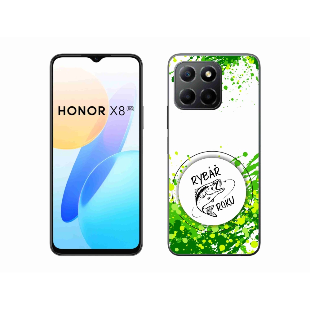 Zselés borító mmCase a Honor X8 5G/Honor 70 Lite 5G készülékhez - az év horgásza fehér háttérrel