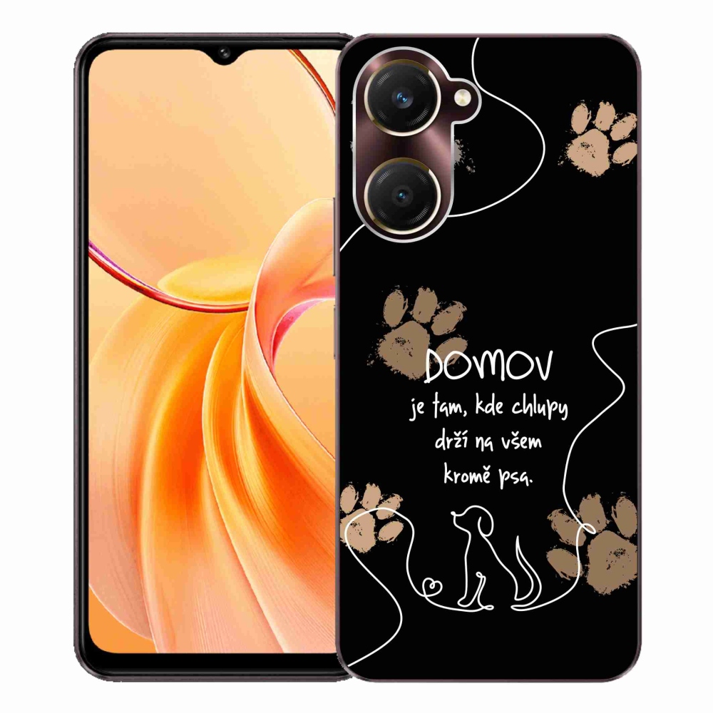 Gél borító mmCase a Vivo Y28s 5G készülékhez - kutya motívum fekete háttérrel