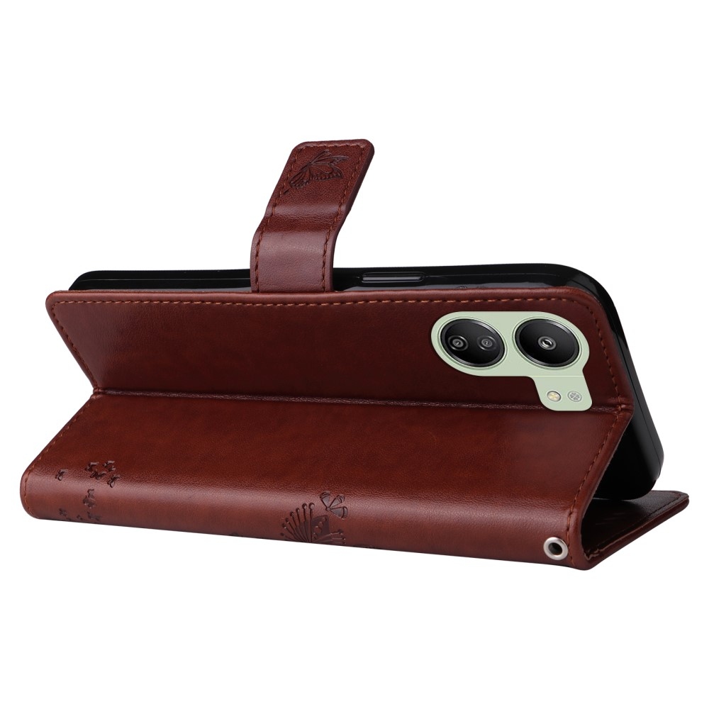 Fák könyvtáska Xiaomi Poco C65/Redmi 13C - barna színben