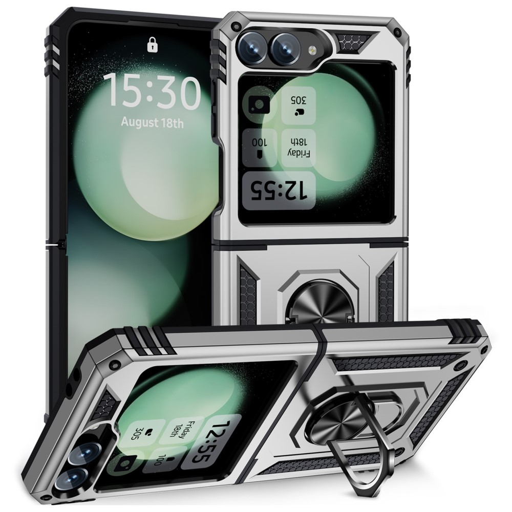 Gyűrűálló borítás Samsung Galaxy Z Flip6 5G / Z Flip7 FE 5G készülékhez - ezüst színű