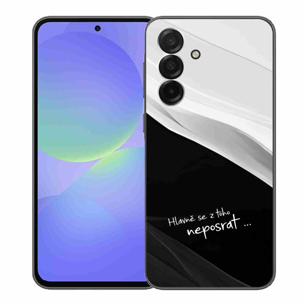 Gél borító mmCase Samsung Galaxy A36 5G - vicces szöveg 13 fekete és fehér háttérrel