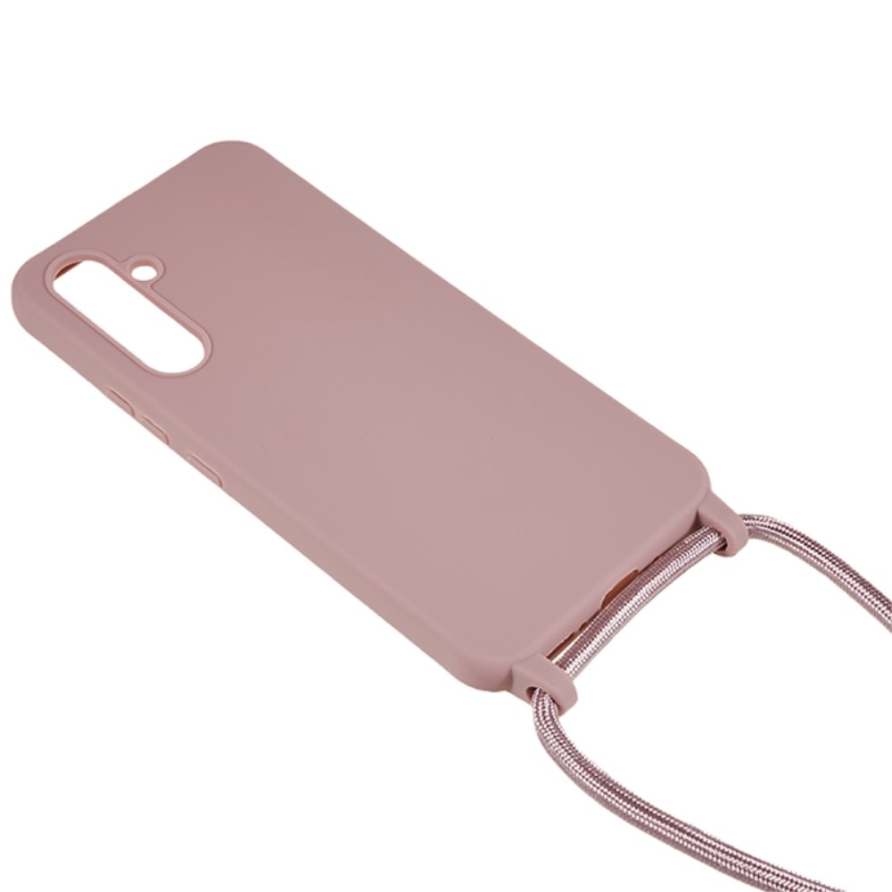 Zsinórral ellátott zselés tok Samsung Galaxy S25+ készülékhez - sötét rózsaszínű