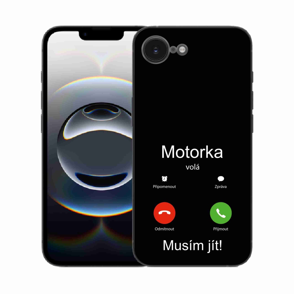 Gél borítás mmCase iPhone 16e készülékhez - motoros hívás fekete háttérrel