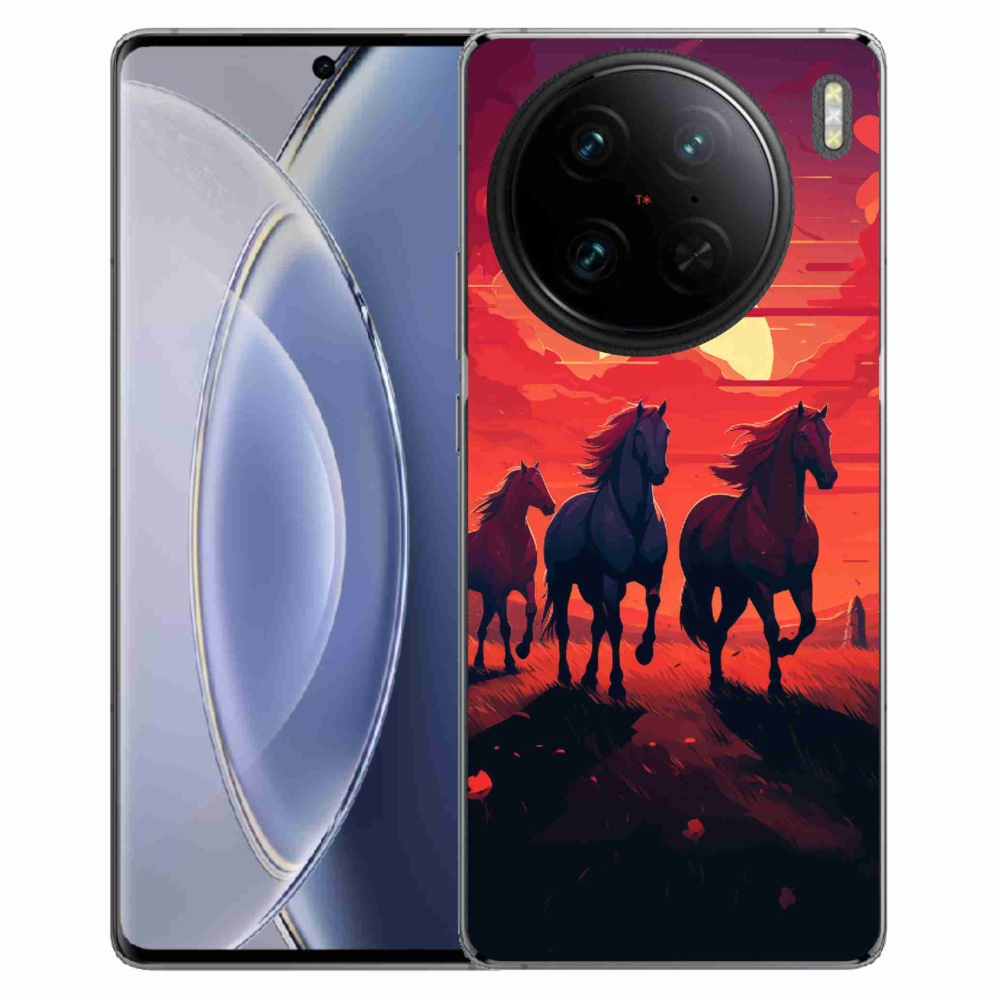 Gél borítás mmCase a Vivo X90 Pro-n - lovak és naplemente