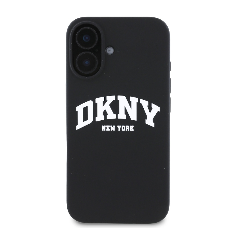 DKNY Liquid Silicone Arch Logo MagSafe hátlapi borító iPhone 16-hoz Fekete