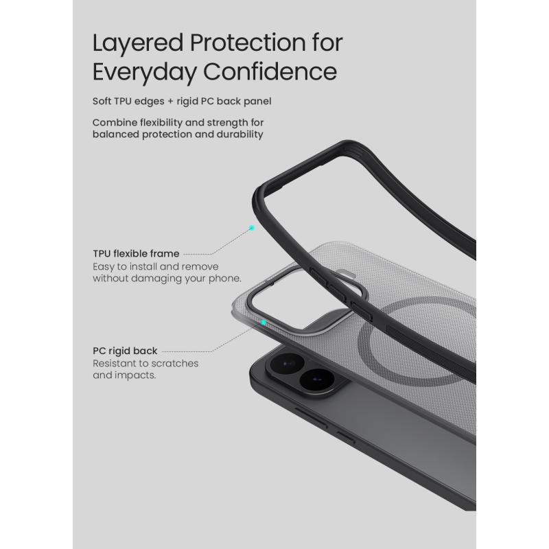 Nillkin Super Frosted PRO mágneses hátlap a Xiaomi 17T Pro-hoz, átlátszó fekete