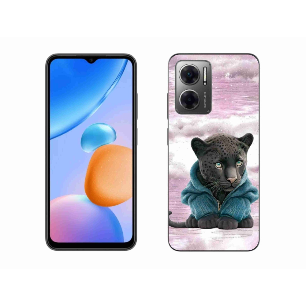 Gél borítás mmCase a Xiaomi Redmi 10 5G-hez - fekete párduc pulóverben