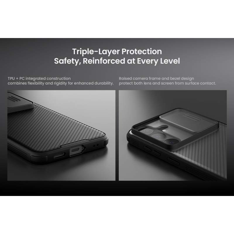Nillkin CamShield PRO hátsó tok a Samsung Galaxy S26 FE-hez, fekete