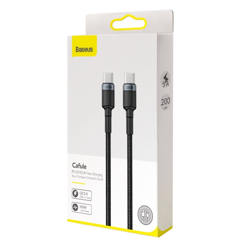 Baseus Cafule Flash töltő adat kábel USB-C - USB-C 100W 2m szürke/fekete