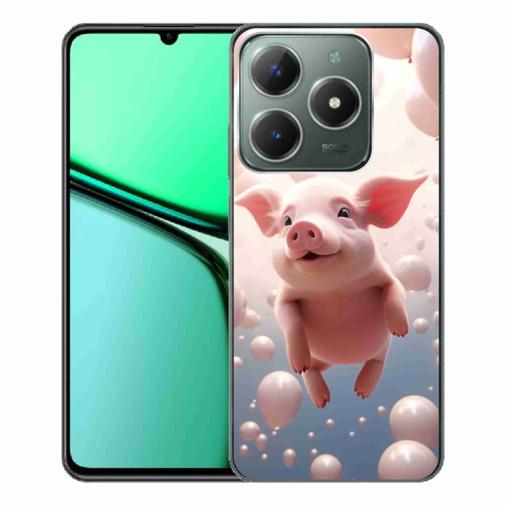 Gél borító mmCase a Realme C61 készülékhez - malac lufikkal