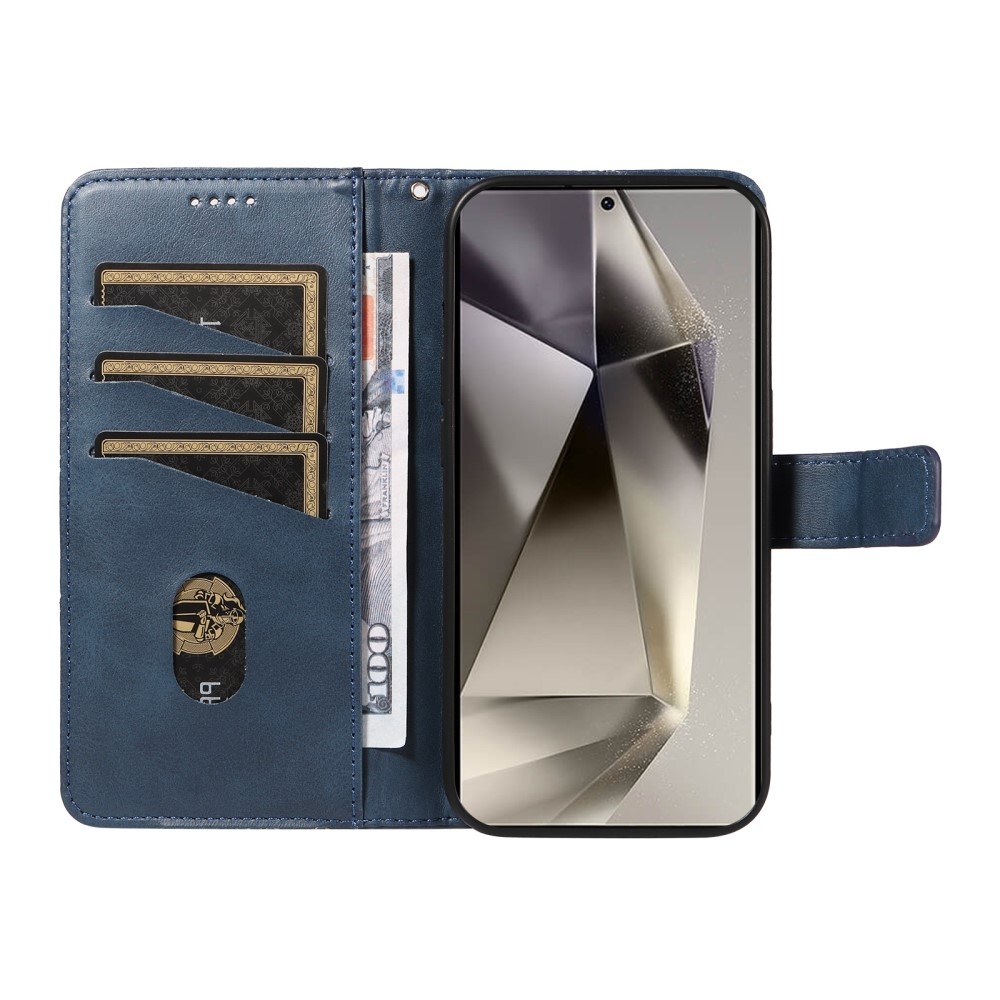 Vonalas könyv tok Samsung Galaxy S25 Ultra - kék