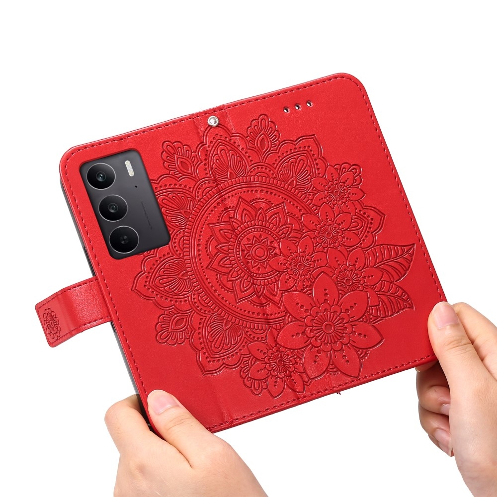 Mandala könyvtáska a Realme C75 készülékhez - piros