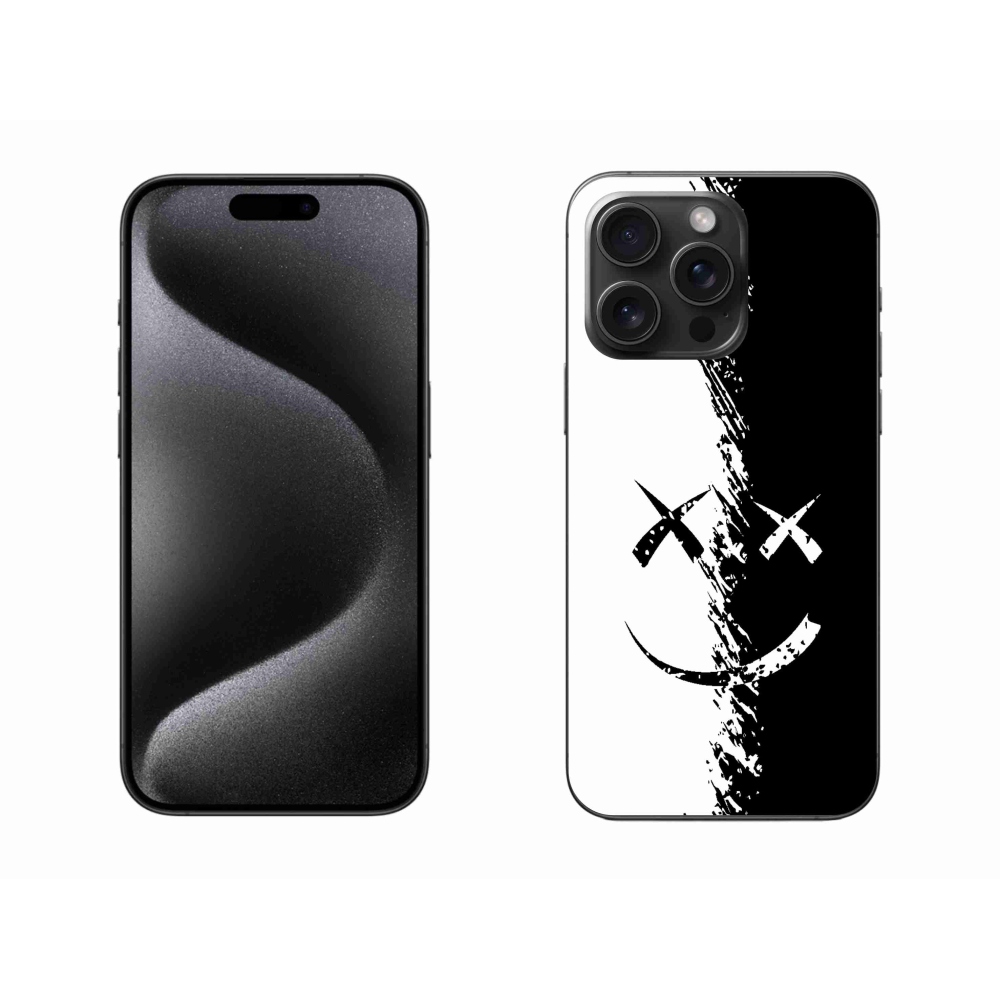 Zselés borítás mmCase iPhone 15 Pro Max készülékhez - fekete és fehér mosolygó