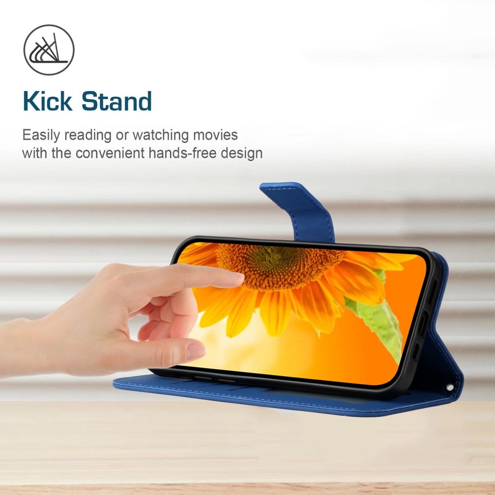 Napraforgó könyv tok a Xiaomi Redmi Note 14 Pro-hoz - kék