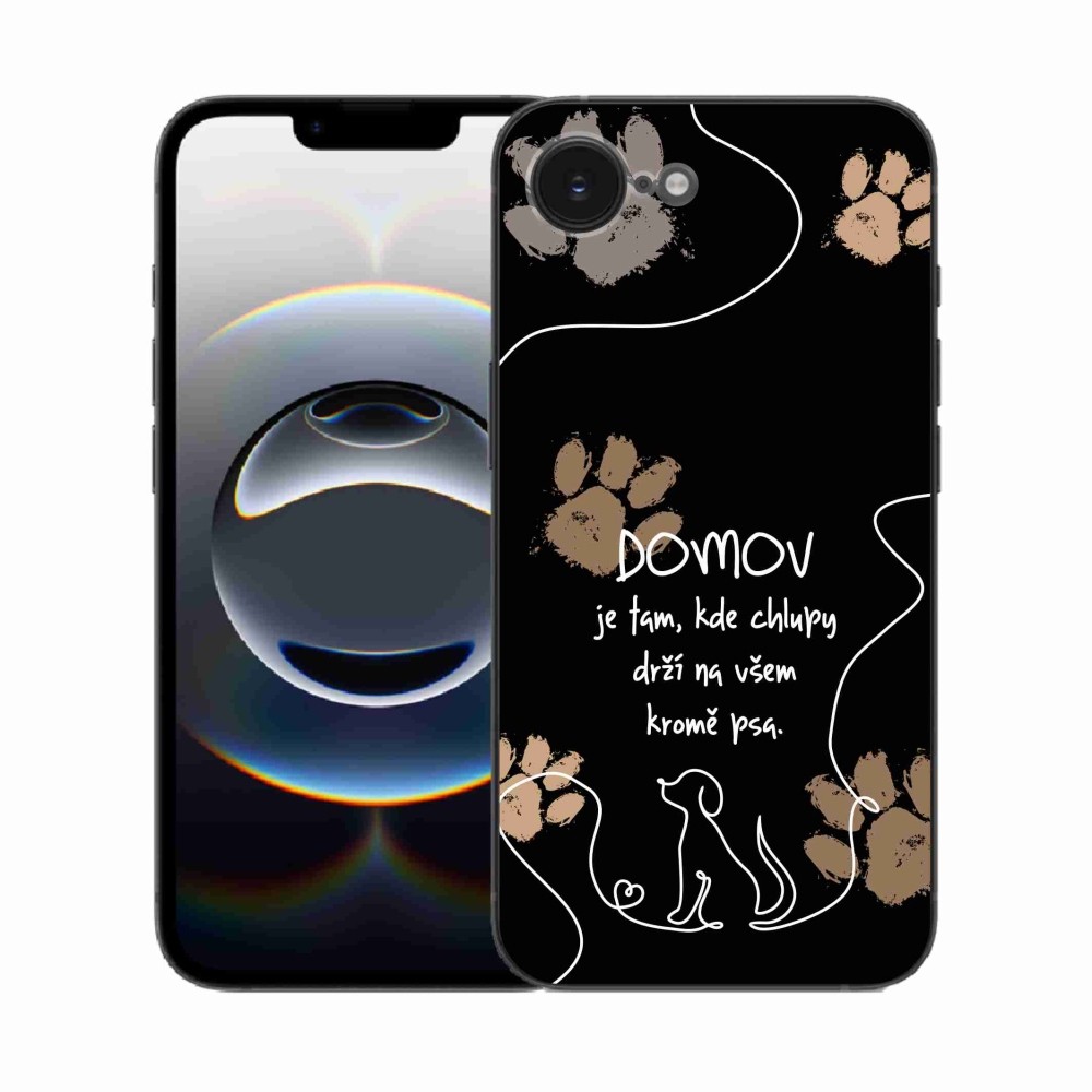 Gél borítás mmCase iPhone 16e készülékhez - kutya motívum fekete háttér