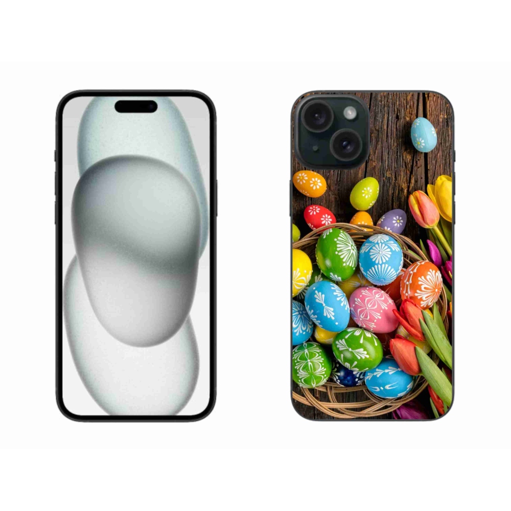 Zselés borítás mmCase iPhone 15 Plus készülékhez - Húsvéti tojások