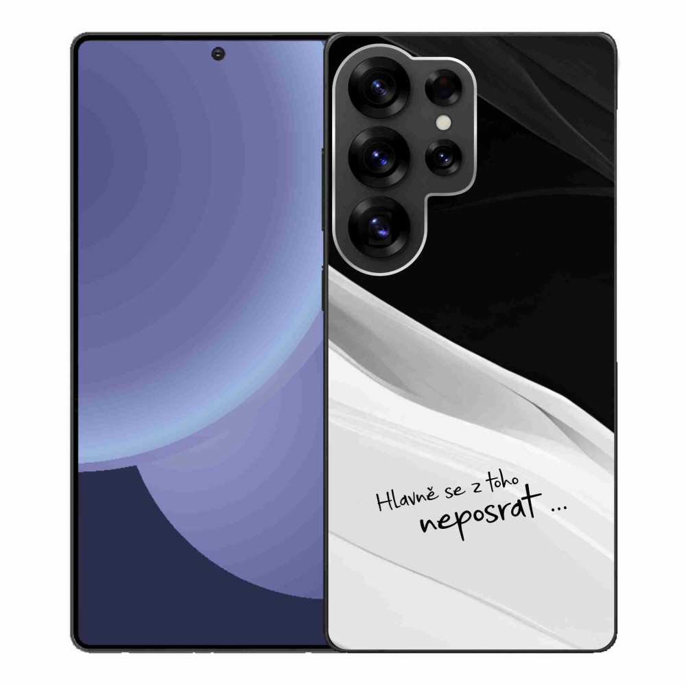 Gél borító mmCase Samsung Galaxy S25 Ultra készülékhez - vicces szöveg 13 fehér és fekete háttérrel