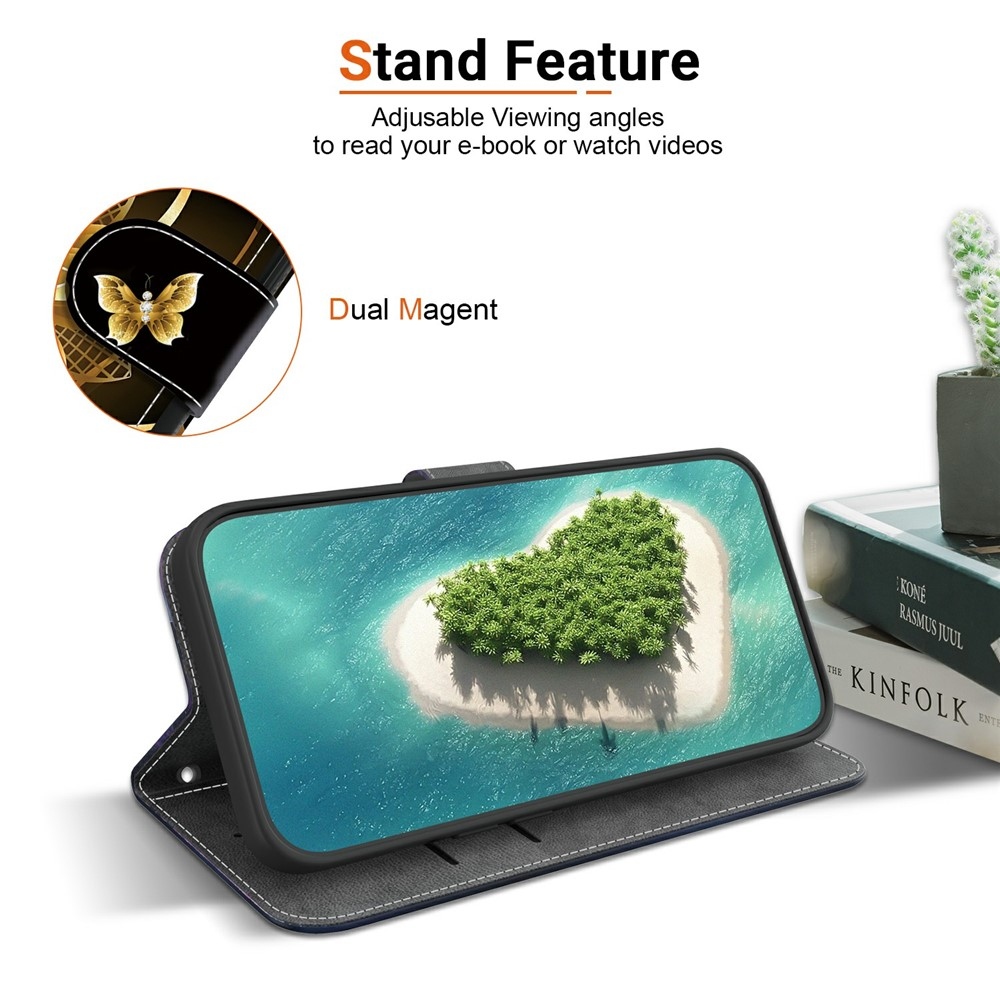 Sokoldalú könyvtáska Xiaomi Redmi 15 5G (169mm) - arany virág