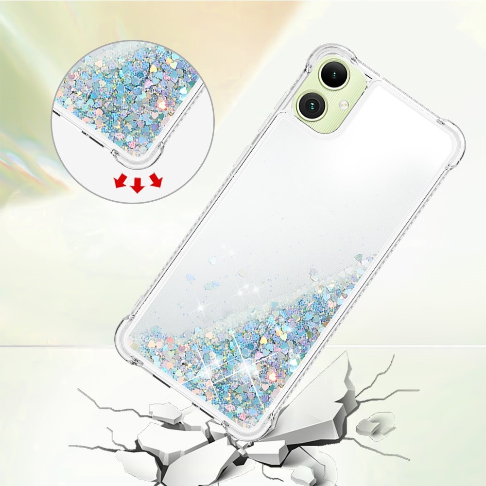 Csillogó homokóra zselés tok Samsung Galaxy A06 4G - ezüst/szív