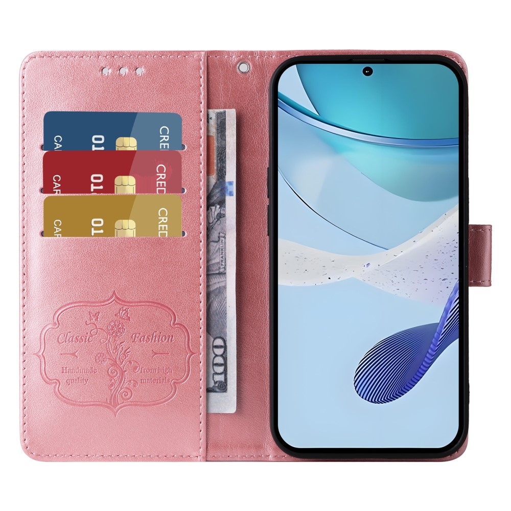 Virágos könyvtáska a Realme 14x 5G/Realme C75 készülékhez - rózsaszín