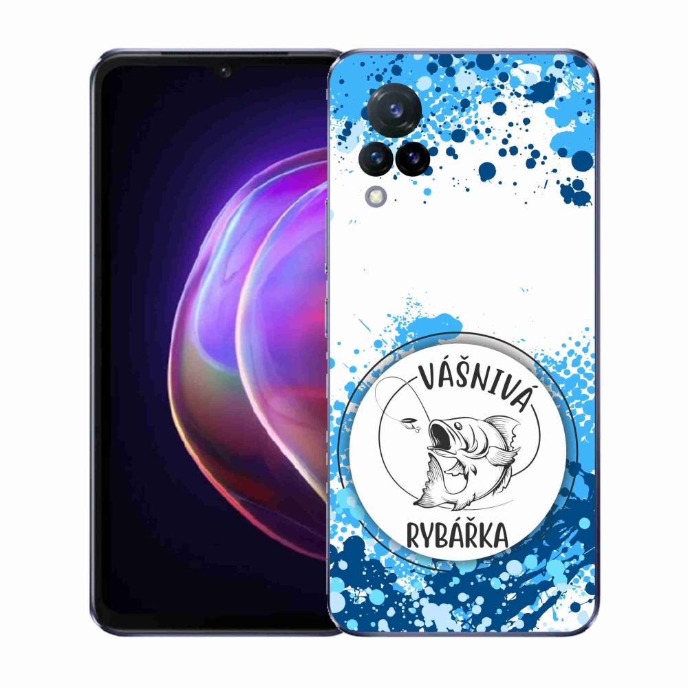 Gél borító mmCase a Vivo V21 4G/5G készülékhez - szenvedélyes halász fehér háttérrel