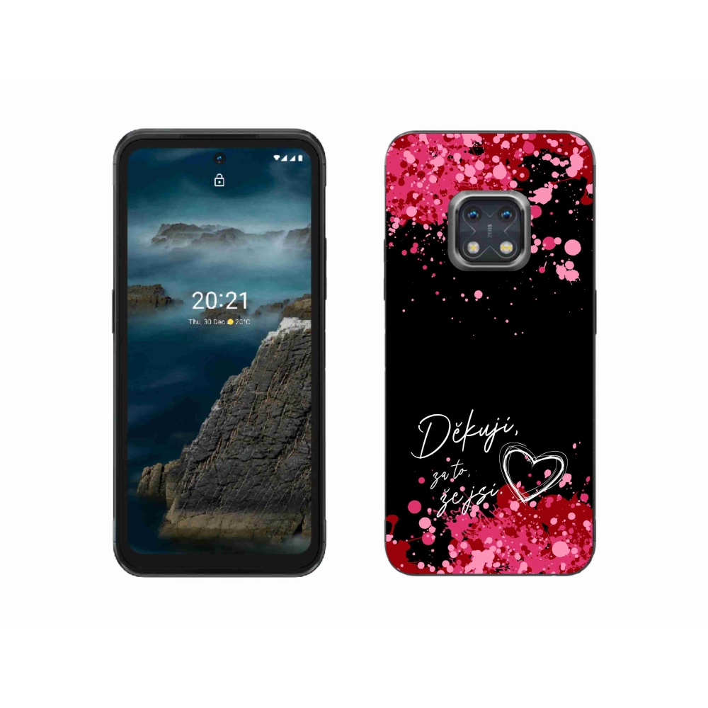 Zselés borító mmCase a Nokia XR20 készülékhez - text in love 2 fekete háttér