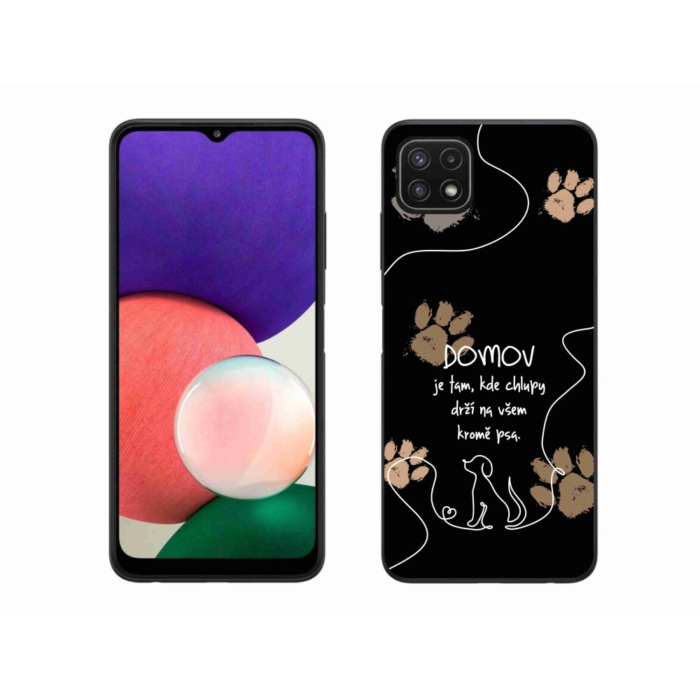 Gél borító mmCase Samsung Galaxy A22 5G - kutya motívum fekete háttérrel