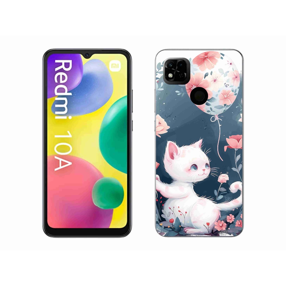 Gél borítás mmCase a Xiaomi Redmi 10A számára - cica lufival