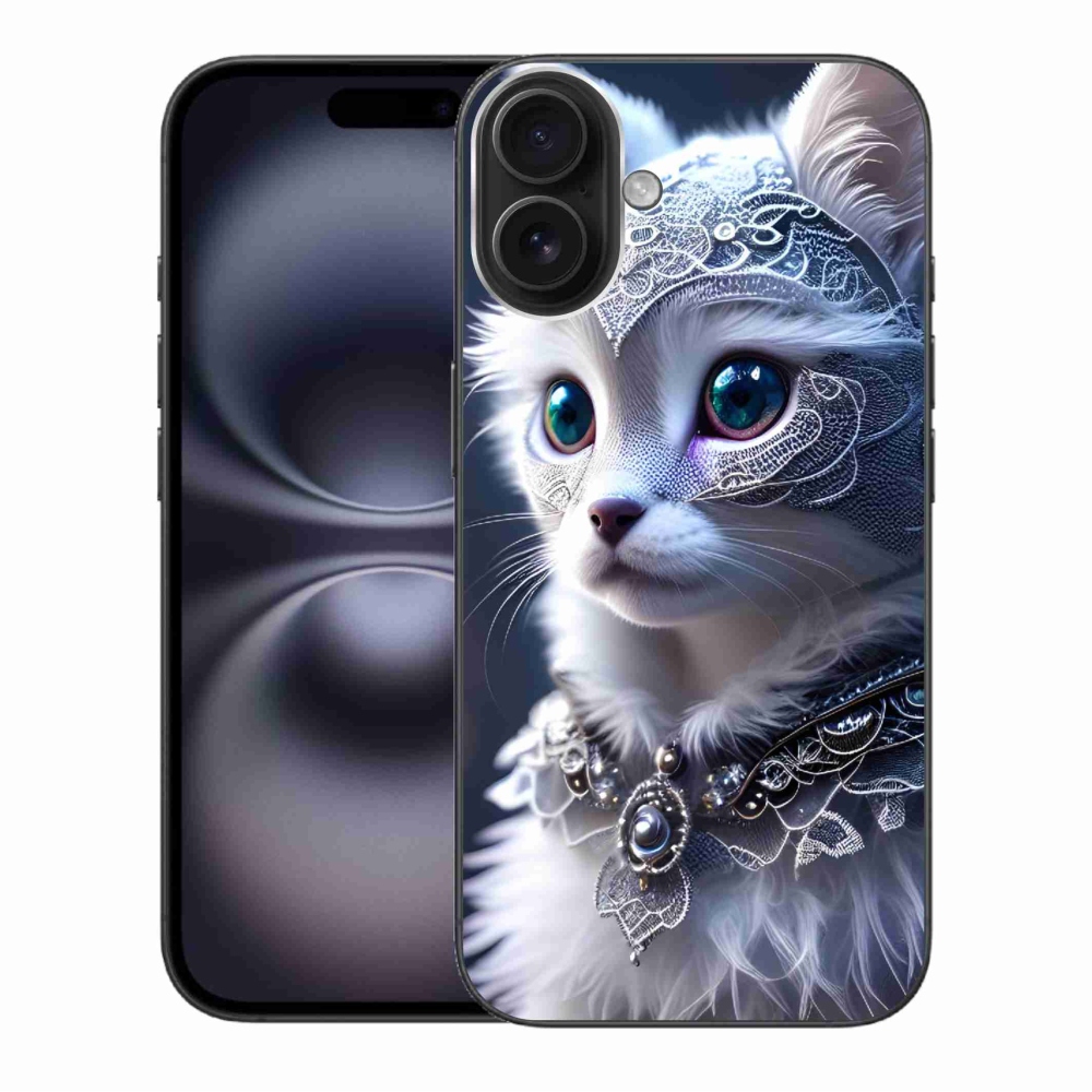 Zselés borítás mmCase iPhone 16 Plus készülékhez - fehér macska