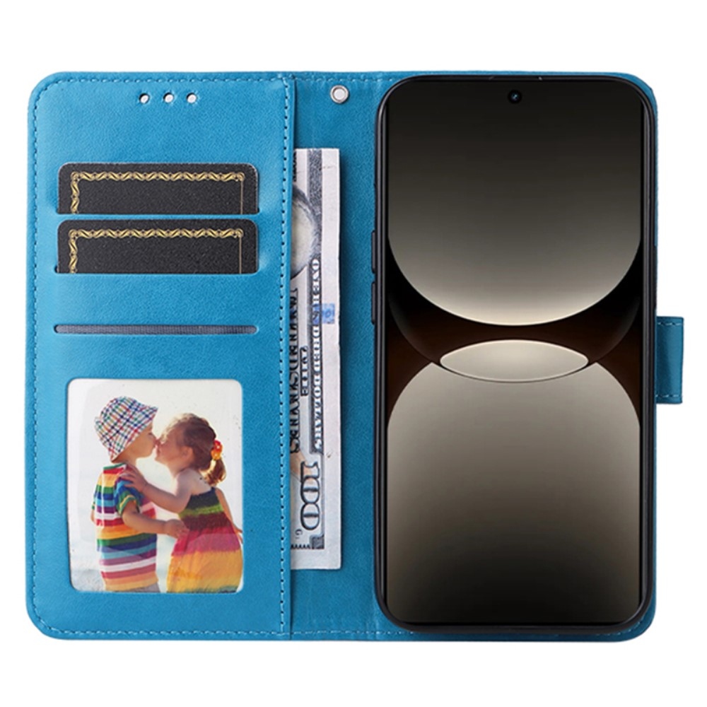 Napraforgó könyv tok Realme GT 7 Pro 5G-hez - kék