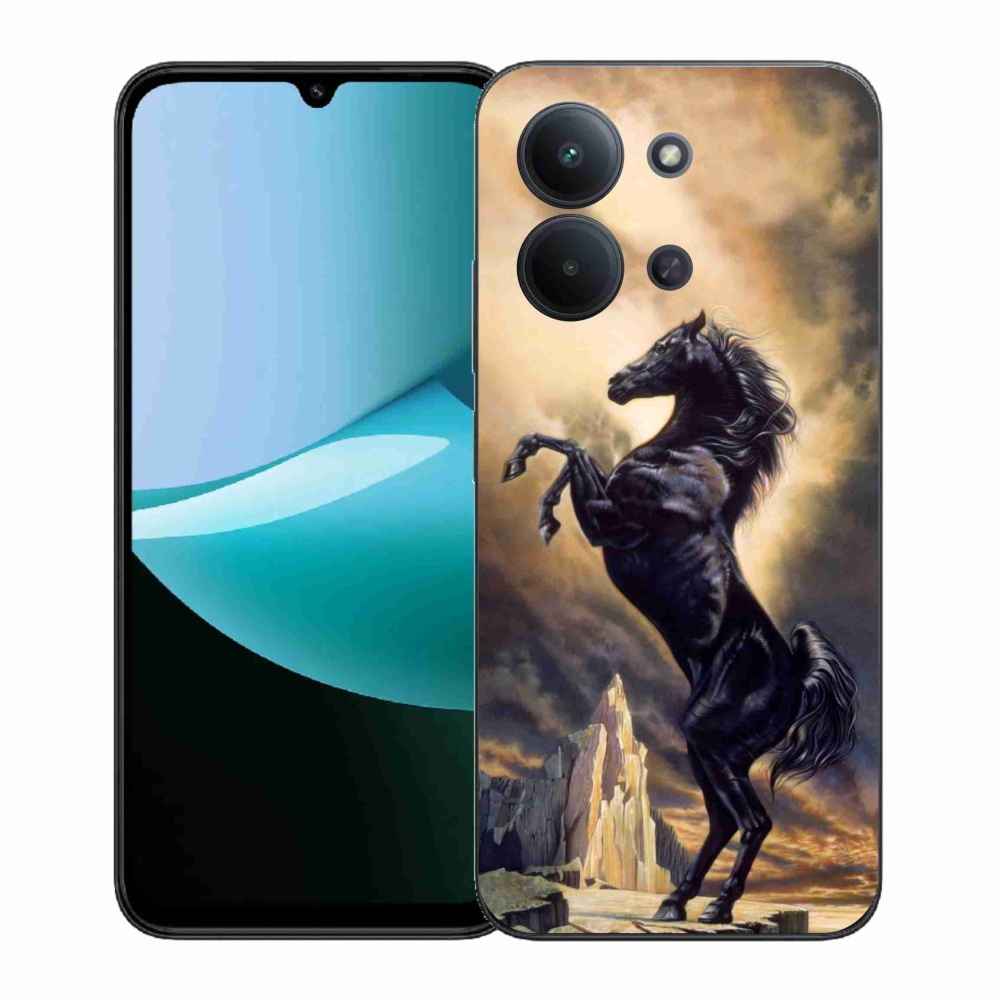 Gél borítás mmCase a Xiaomi Redmi 15C 4G (171mm)/Poco C85 4G (171mm) - fekete rajzfilm lóhoz