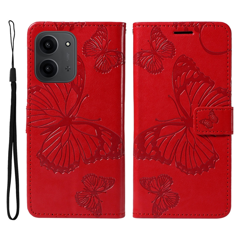 Nagy pillangó könyv tok a Xiaomi Redmi 15C 4G/5G (173mm) - piros