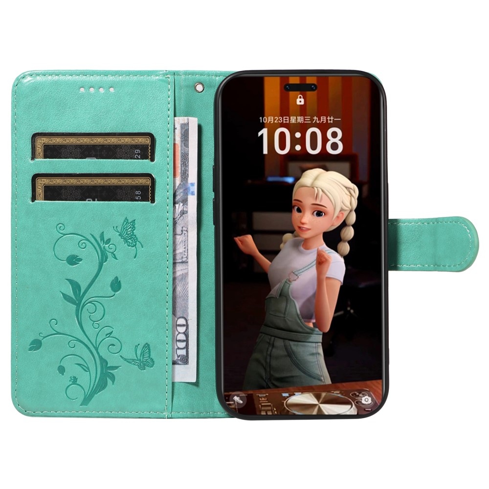 Virágos könyv tok a Honor Magic 7 Pro 5G készülékhez - teal színű