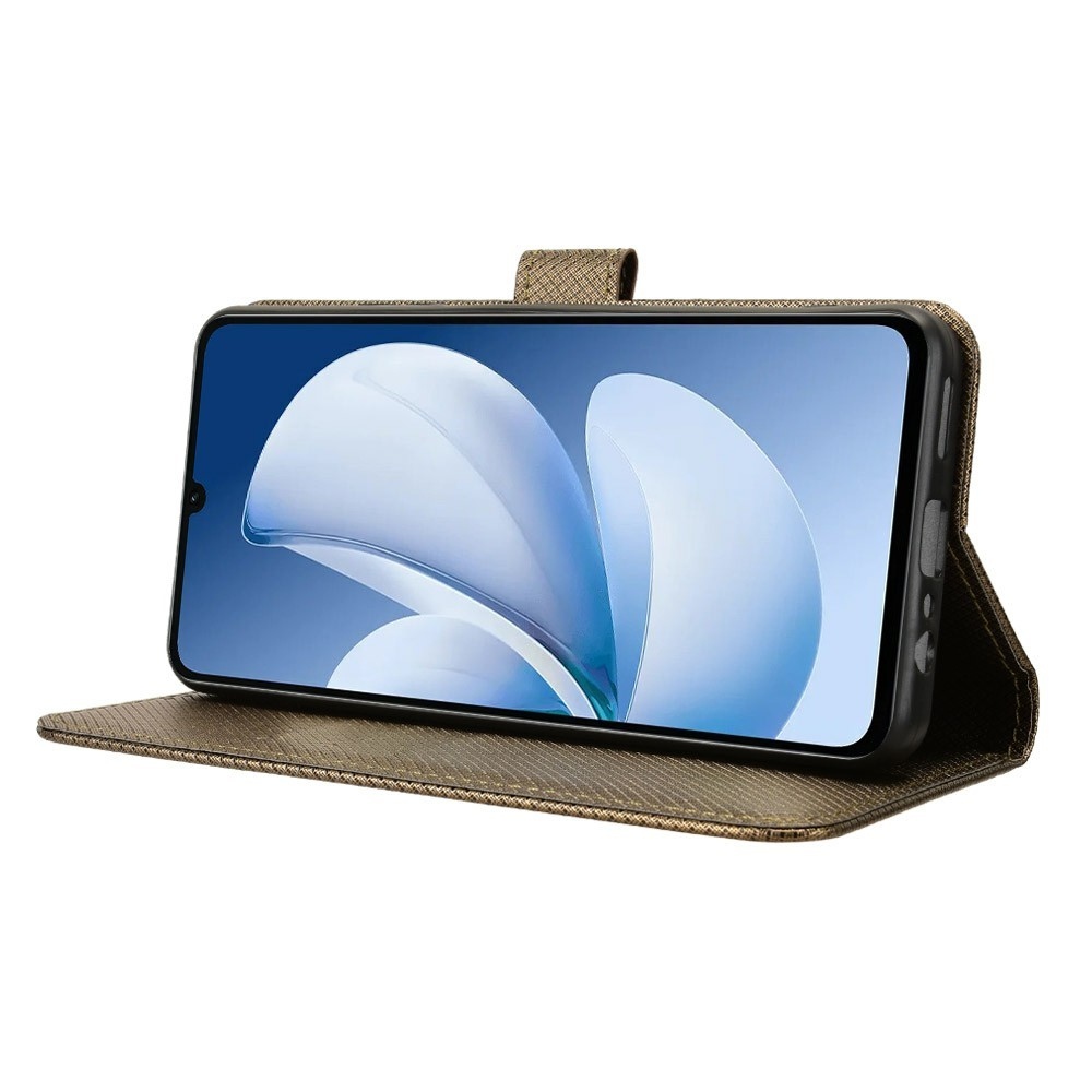 Gyémánt könyvtáska Realme Note 70T-hez - barna