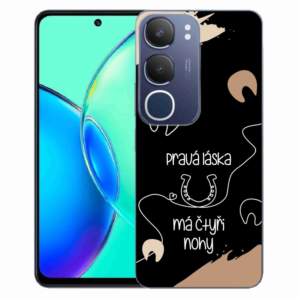 Gél borító mmCase a Vivo Y19s készülékhez - ló motívum fekete háttérrel