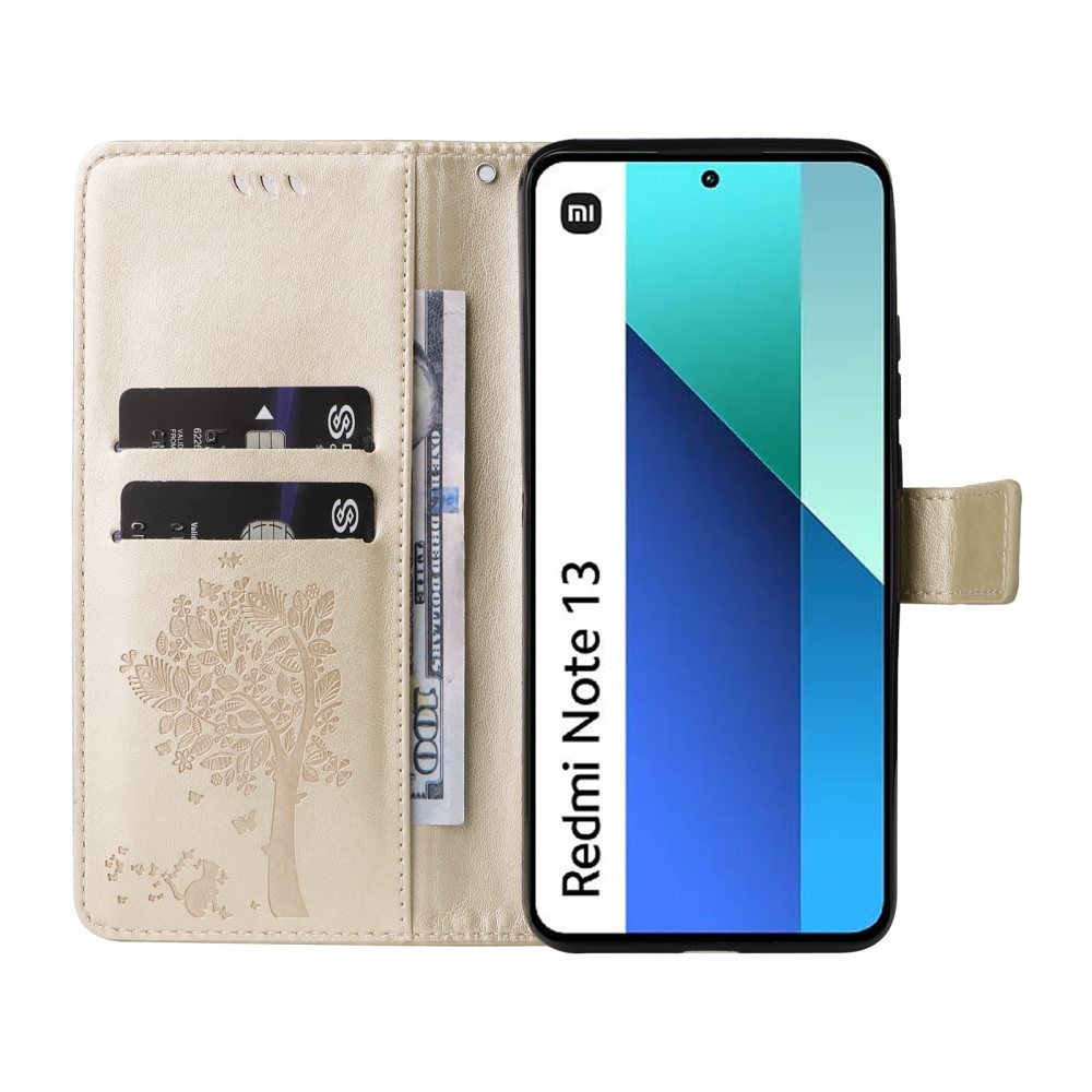 Fák könyv tok Xiaomi Redmi Note 13-hoz - arany színben