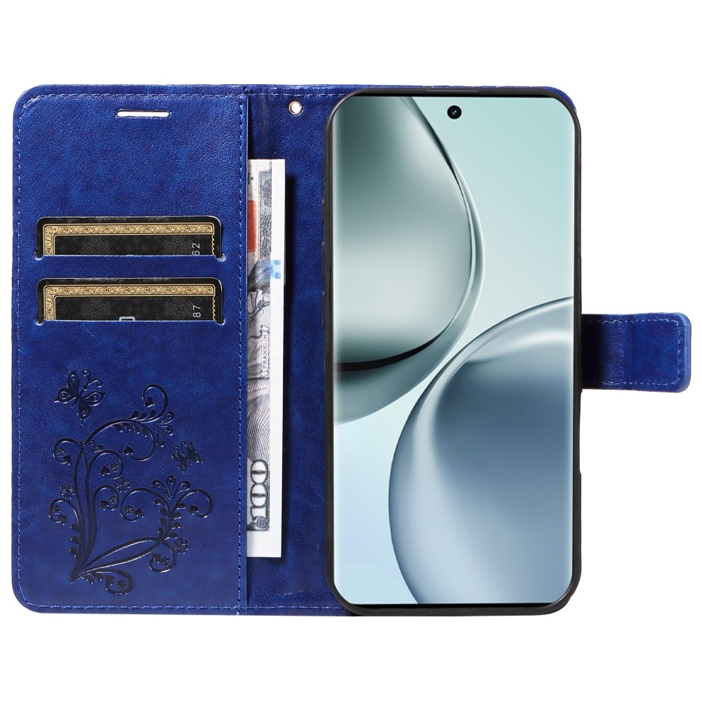 Nagy pillangó könyv tok a Realme 14 Pro 5G-hez - kék