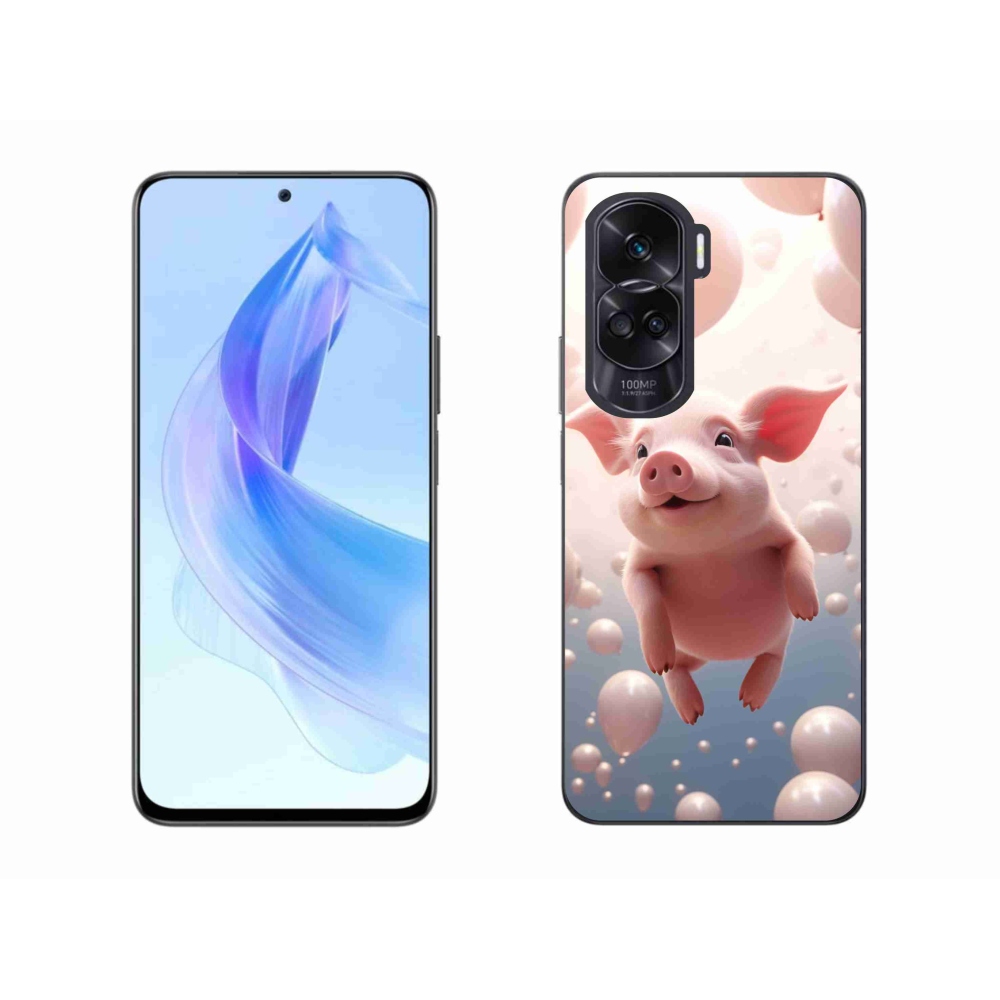 Gél borító mmCase a Honor 90 Lite-hoz - malac lufikkal
