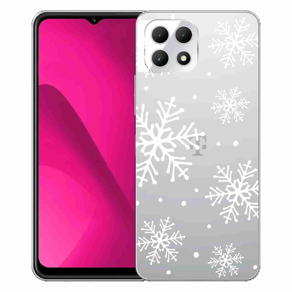 Zselés borítás mmCase a T-Mobile T Phone 2 készülékhez - fehér pelyhek átlátszó háttéren