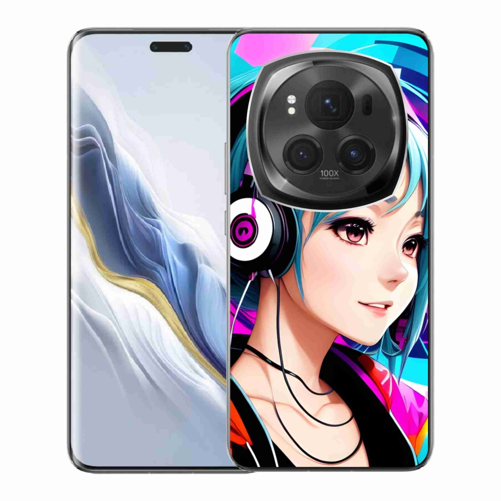 Gél borítás mmCase a Honor Magic 6 Pro 5G készülékhez - lány fejhallgatóval