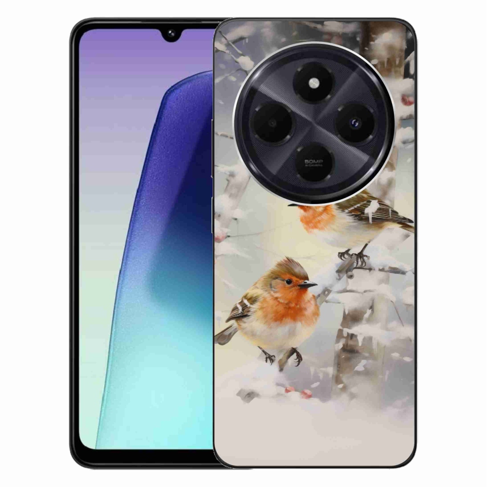 Gél borítás mmCase a Xiaomi Redmi 14C/Poco C75 számára - madarak télen