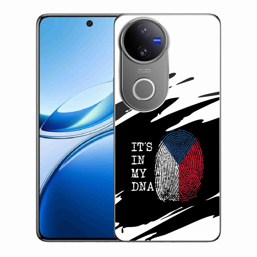 Gél borító mmCase a Vivo V50 5G - zászló ujjlenyomat fekete és fehér háttérrel